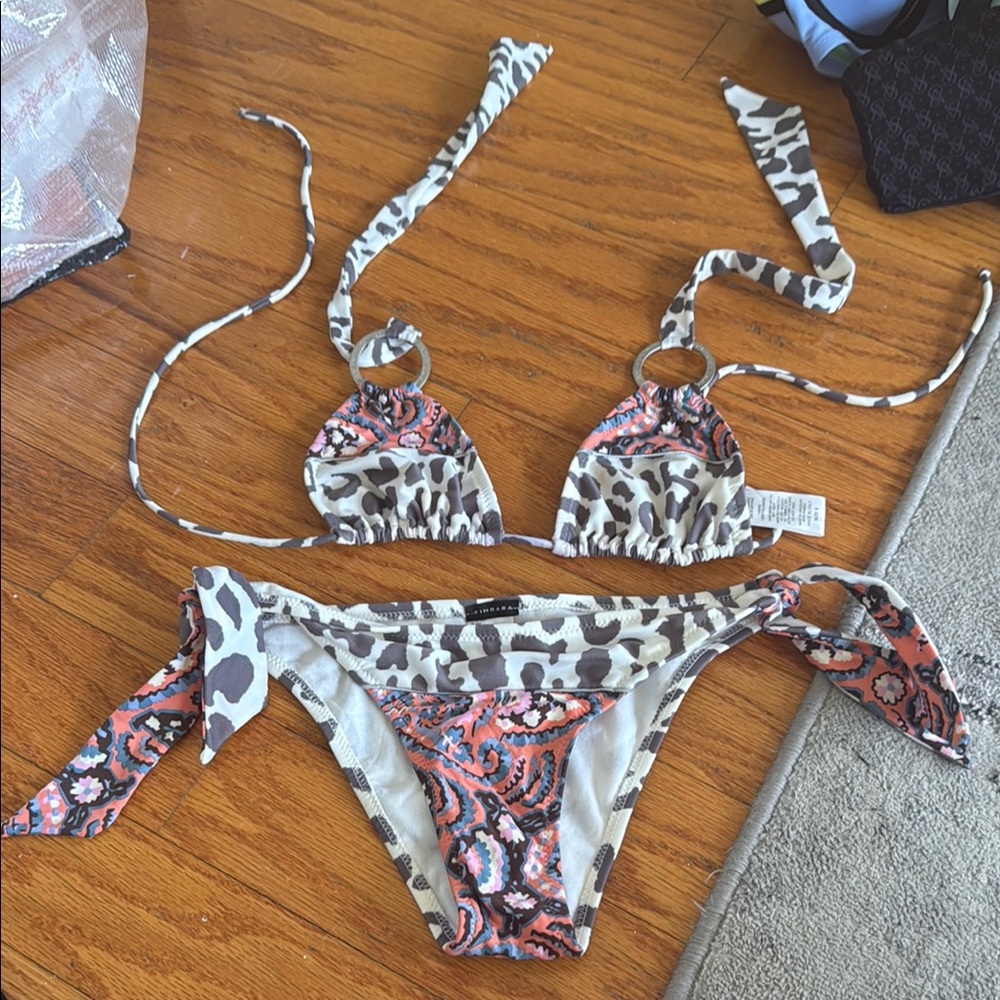 Zingara Leopard Print Bikini with Paisley Accents size 6